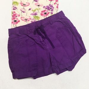 Purple Mid-Rise Linen Shorts - Size 10